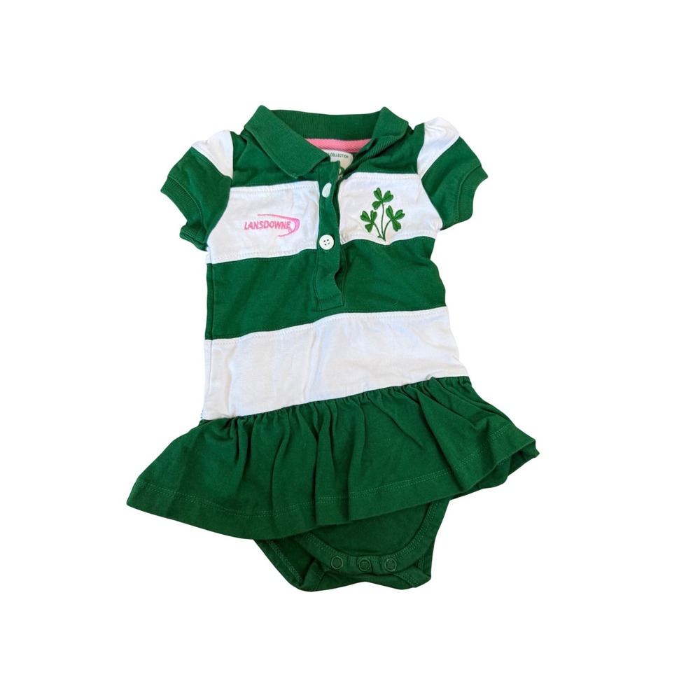 Landsdowne st. Patrick's day green and white polo one piece‎ dress infant